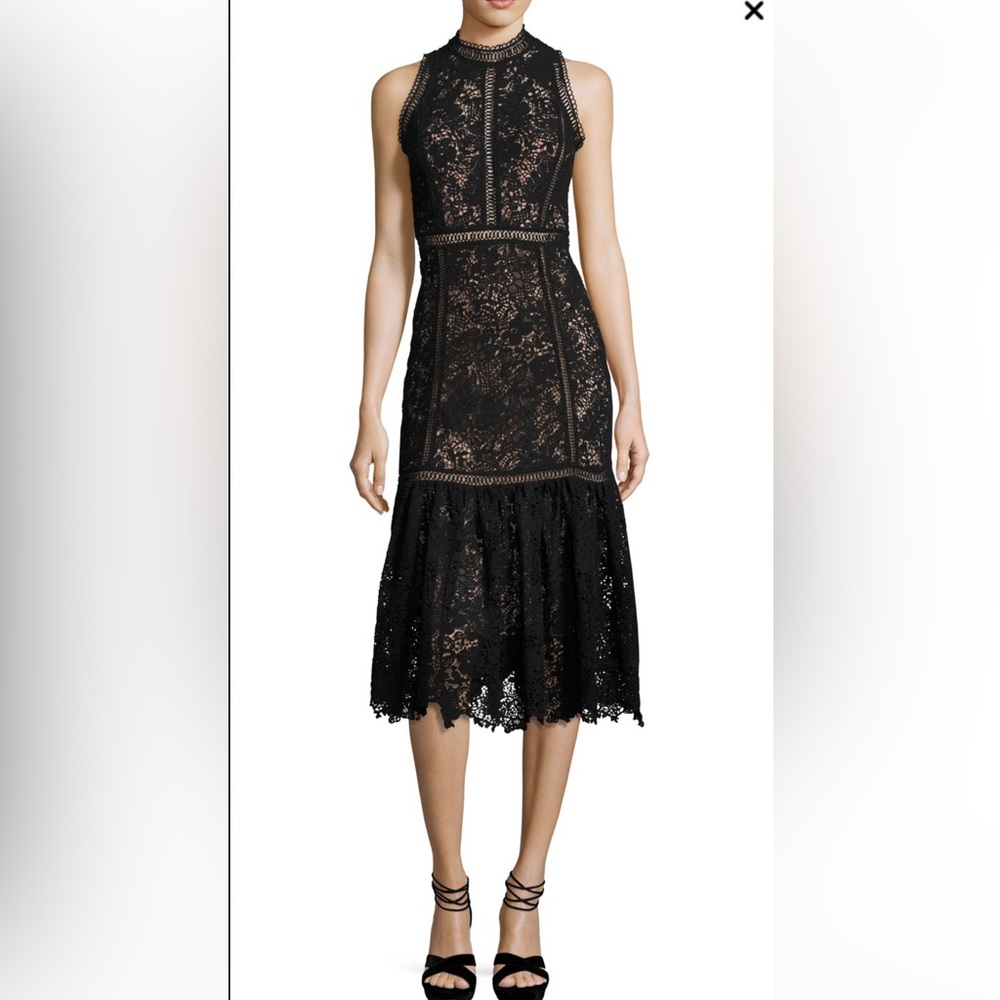 “Brand New” Black lace midi dress “Rebecca Taylor”